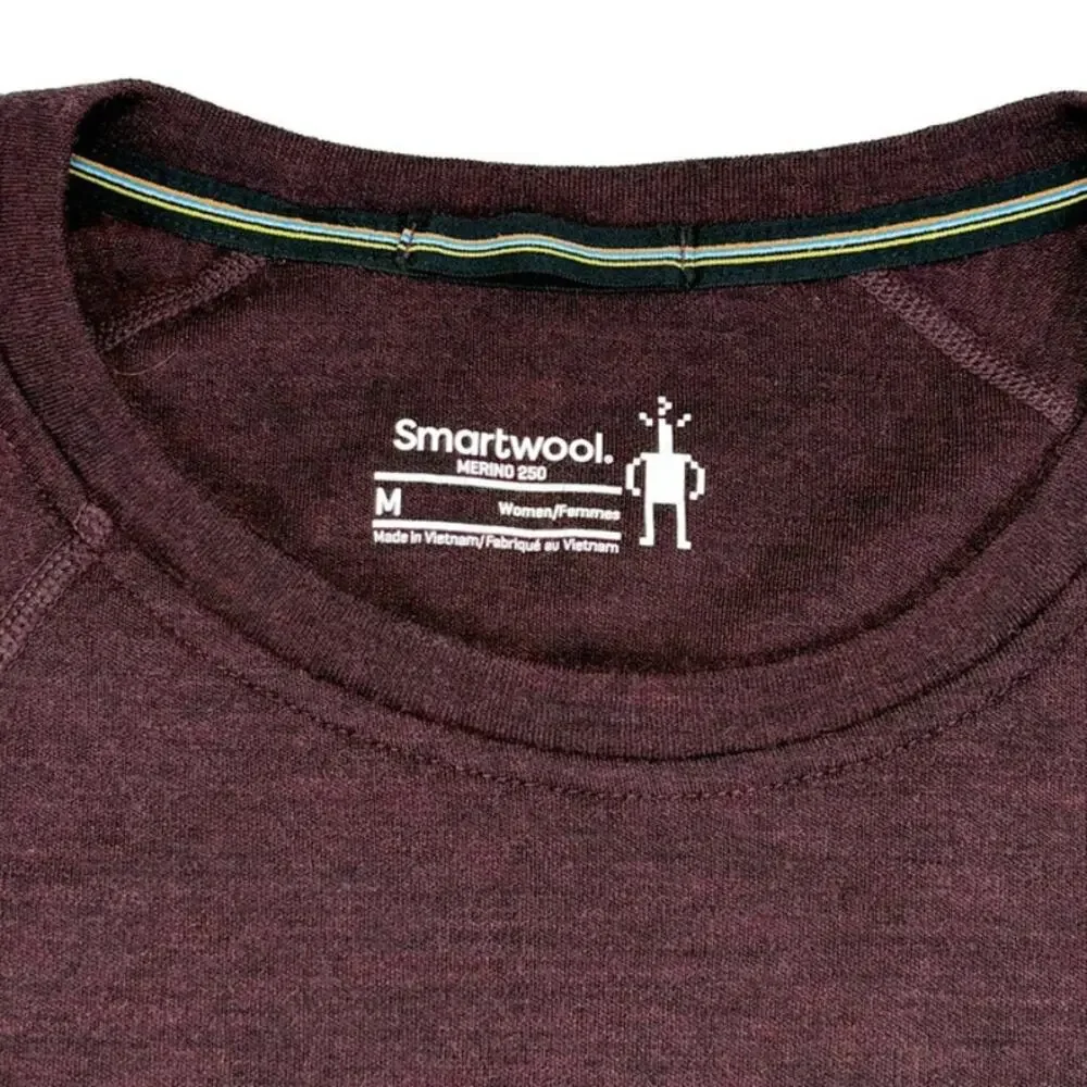 Smartwool Merino 250 Base Layer Top Women M Burgundy Wool Outdoor Hiking Thermal - Picture 2 of 7